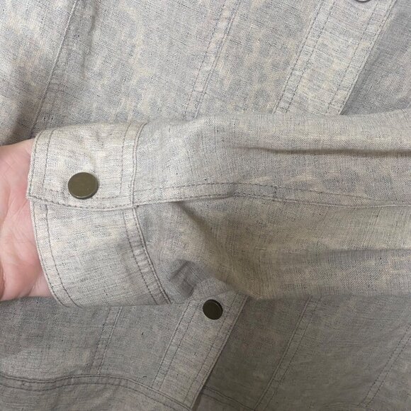 Doncaster Collection Linen Blend Button-Up Jacket‎ Womens XL Beige Leopard Print - Picture 5 of 14